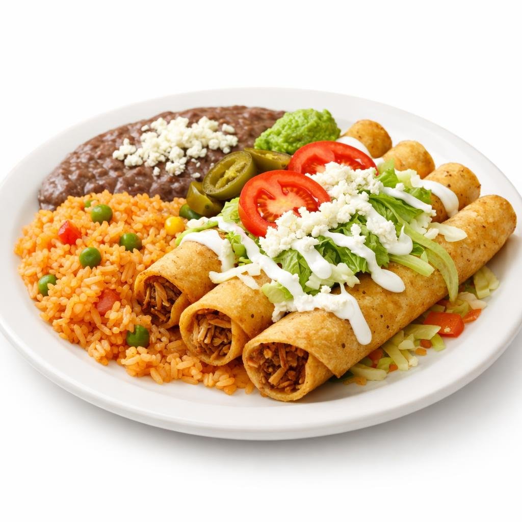 Flautas de Arroz y Frijol